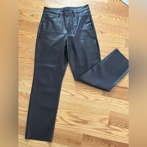 Express Brown Faux Leather Straight Leg Pants